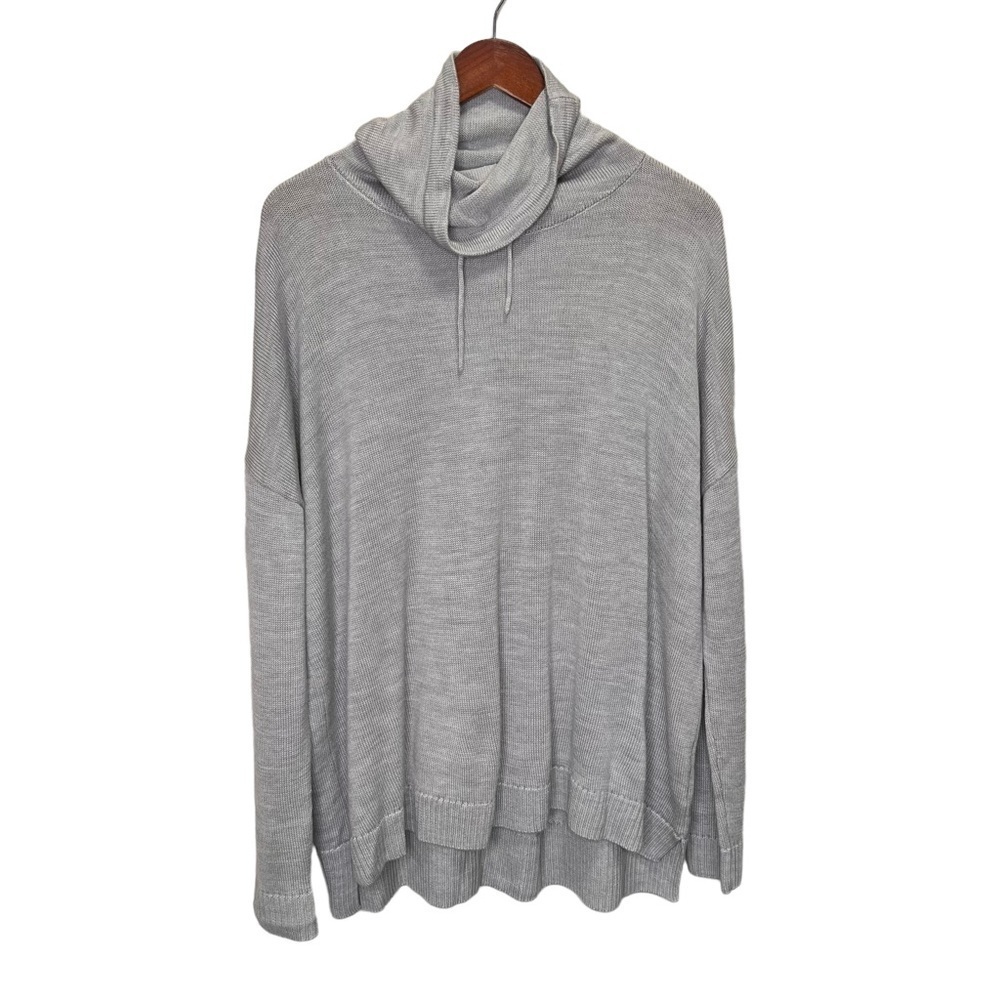 Icebreaker Grey Cowl Neck Wool Blend Long Sleeve Shirt Size Medium